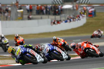 Stoner was unable to stay close to Rossi and Lorenzo