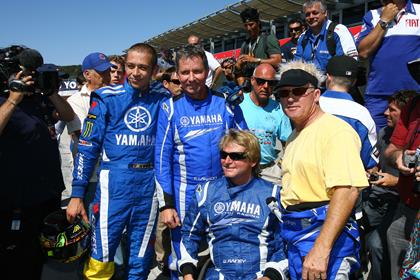 Rossi, Rainey, Roberts and Lawson took part in a karting demo in Laguna