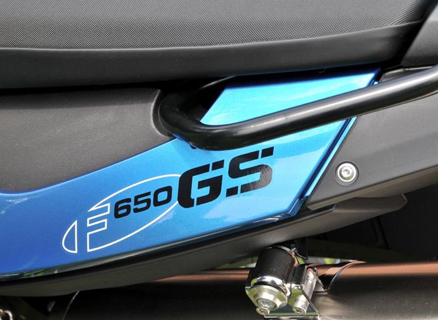 BMW F650GS graphic on the side of the seat