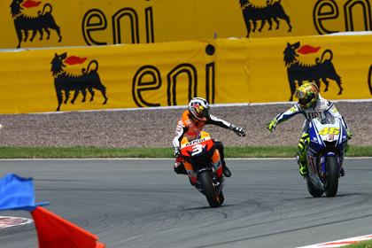 Pedrosa was third behind in-form Rossi