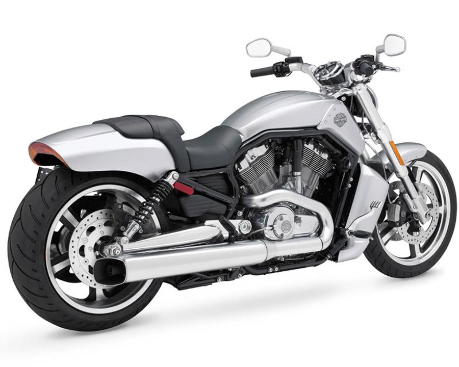 Harley-Davidson V-Rod static studio shot on side stand showing exhaust