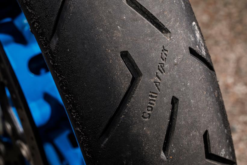 Close up of a Continental road tyre Close up of a Continental road tyre