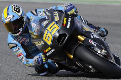 Loris Capirossi tests the 2010 Suzuki GSV-R