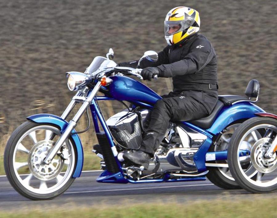 Honda Fury being ridden on the road to assess its ride and handling characteristics