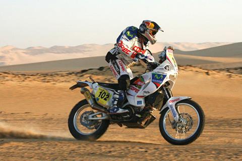 Dakar stage 5 – Lopez takes stage victory for Aprilia, Despres leads overall, Casteu out