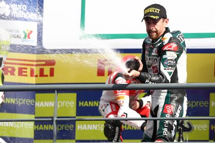 McCoy celebrating his second podium of the year at Portimao