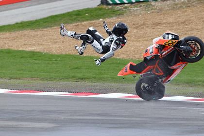 James Edmeades crash his KTM RC8R at Brands Hatch