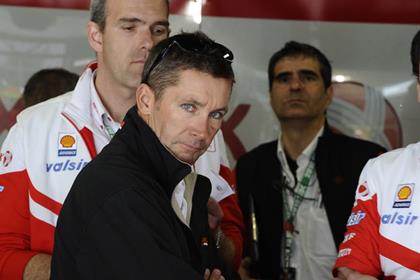 Troy Bayliss was on the pace of factory Ducati riders despite a crash