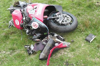 Conor Cummins' Kawasaki ZX-10R after the crash