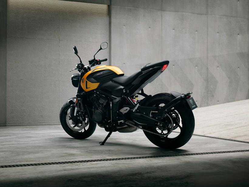 Triumph Trident 660 parked on its side stand