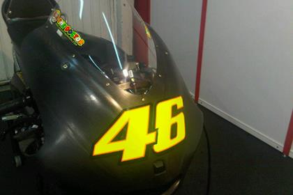 Rossi's Ducati in the garage