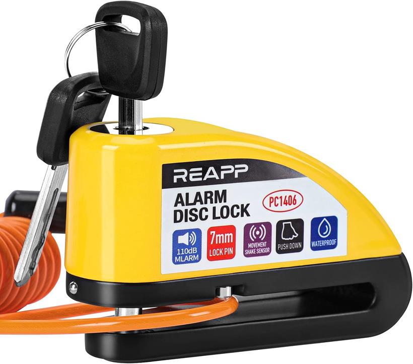 Reapp allarmed disc lock on a white background