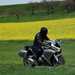 Honda VFR1200 riding down a country lane
