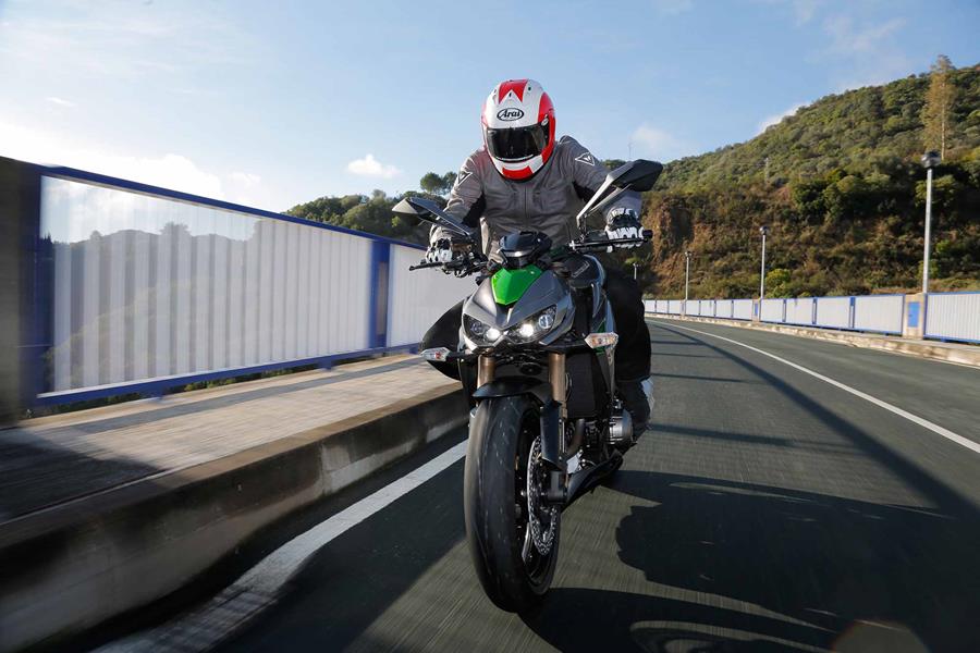 The Kawasaki Z1000 has no electronic aids as it doesn't need them