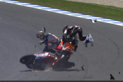 Marc Marquez penalised after horror crash. Pic: www.motogp.com