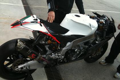 Laverty's Aprilia after it was returned to the paddock