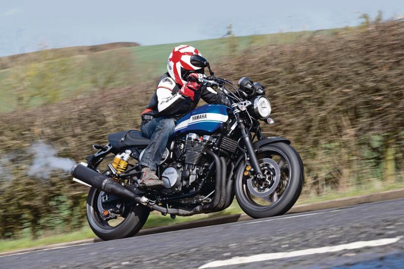 Yamaha XJR1300 tackling a British B road