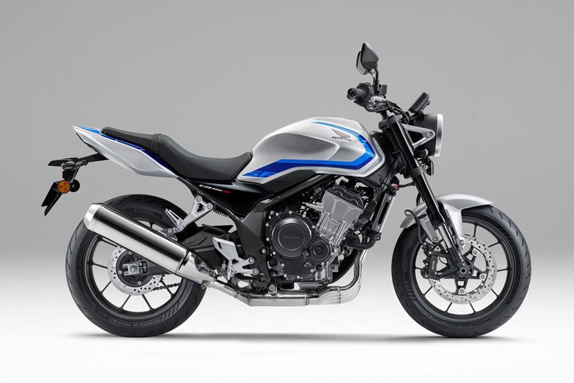 Honda CB400 Super Four E-Clutch finished in grey and blue