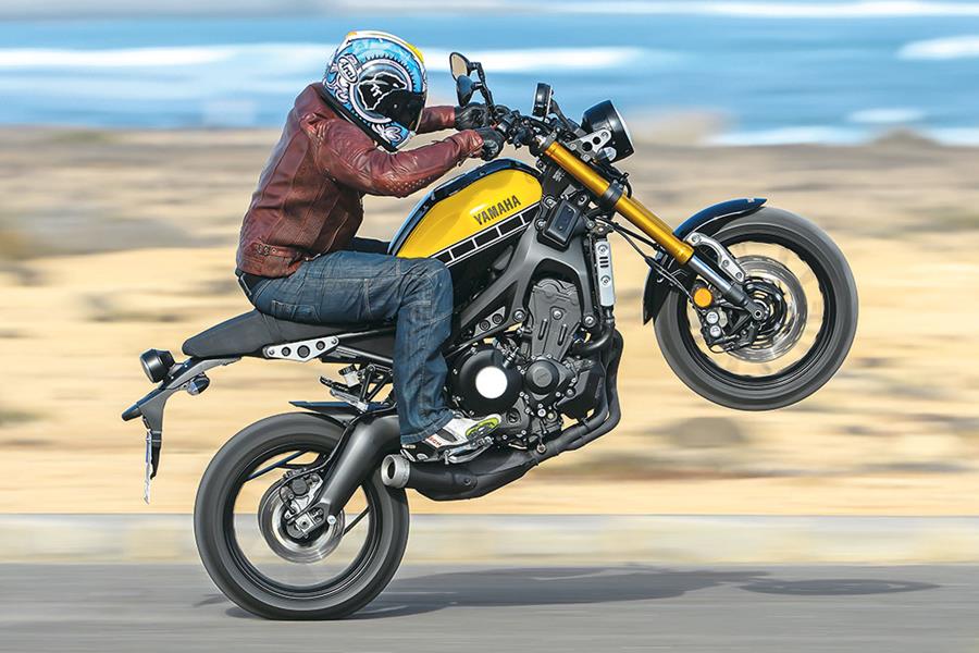 A wheelie on the Yamaha XSR900