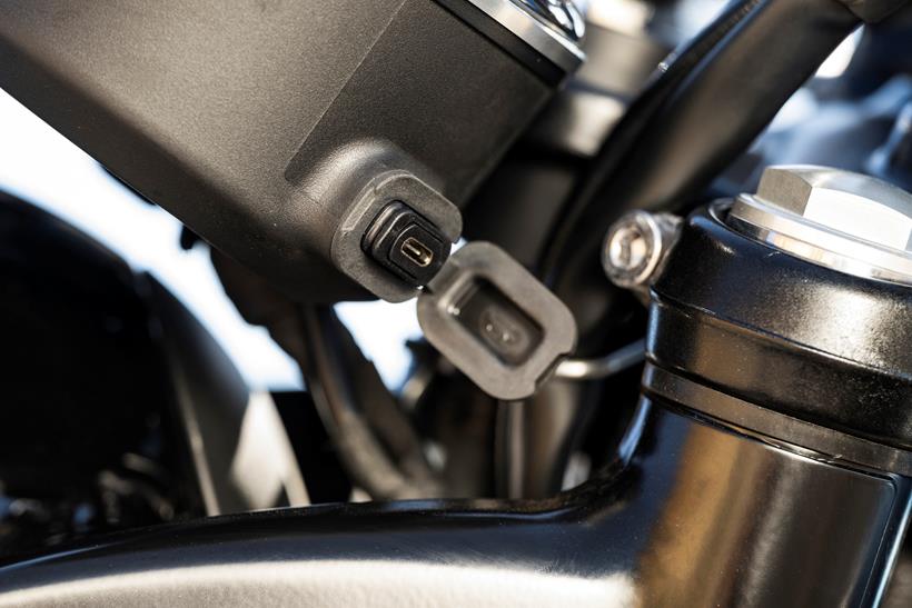 2026-on Triumph Bonneville T120 USB charge port located on the clocks