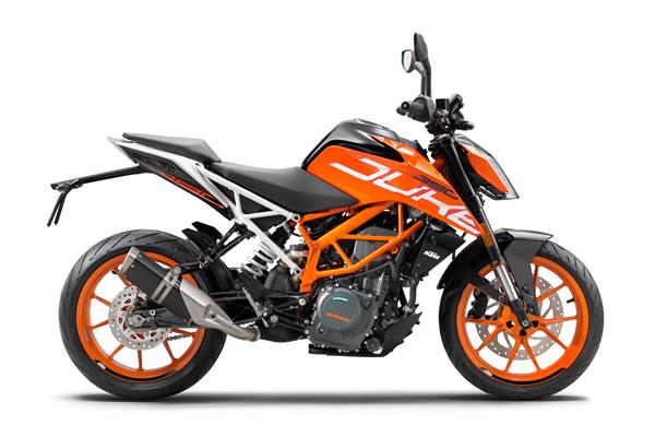 KTM Duke 390 static studio shot on white background