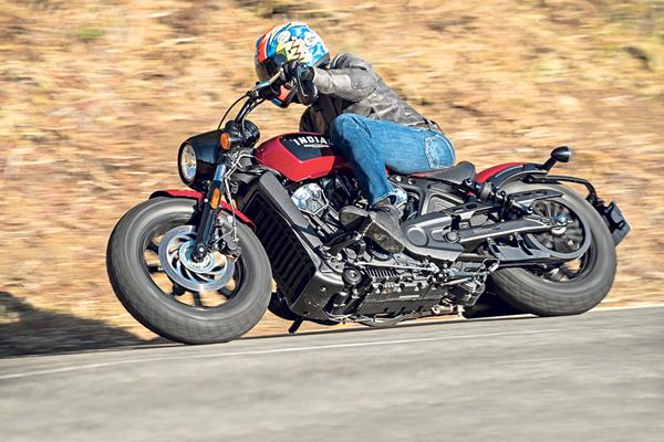 Indian Scout Bobber riding shot side profile