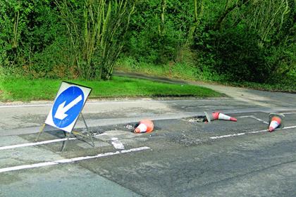 Nick Tull blew both fork seals and careered into the opposite lane when he hit this pothole