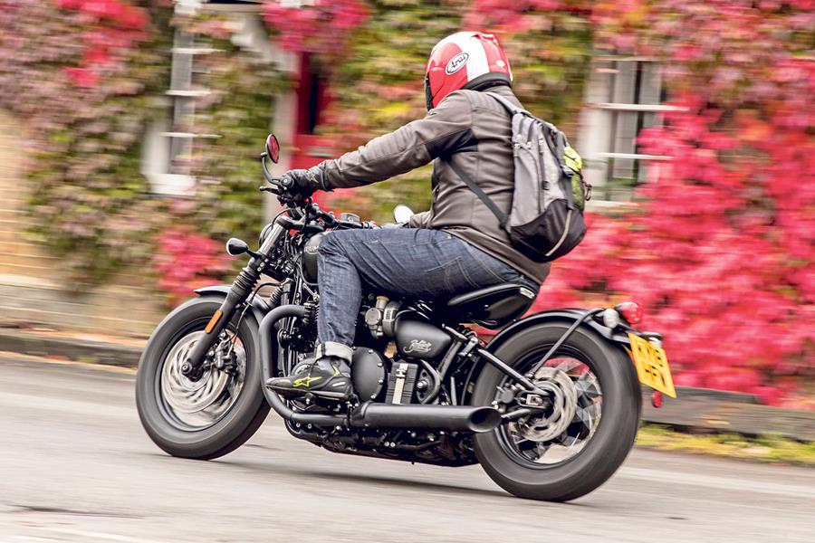 Triumph Bobber Black on the road