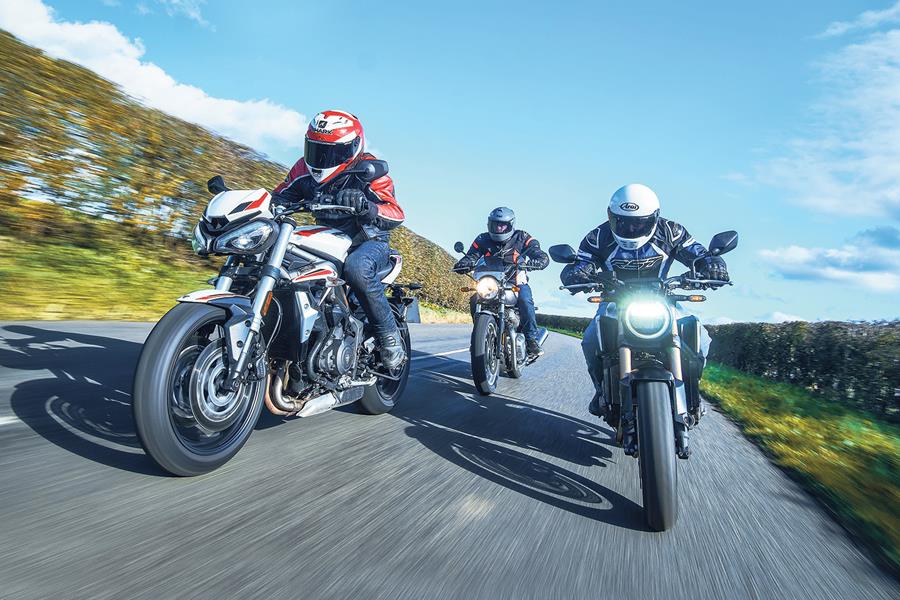 Royal Enfield Interceptor 650 vs A2 restricted Triumph Street Triple S and Honda CB650R