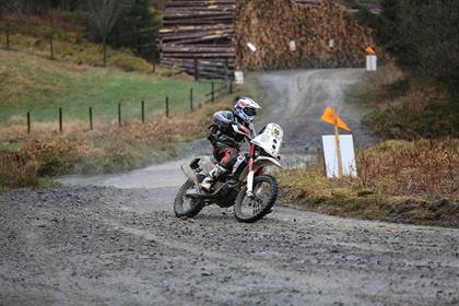 MCN's Michael Guy riding the AJP PR5RR