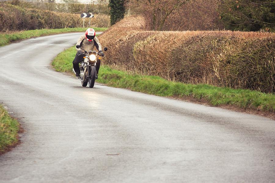 Royal Enfield Continental GT tackles a UK B-road