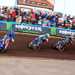 Britain's Tai Woffinden (red helmet) chases Greg Hancock (USA, blue) and Nick Morris (AUS, white). PHOTO: Andi Gordon/Monster Energy