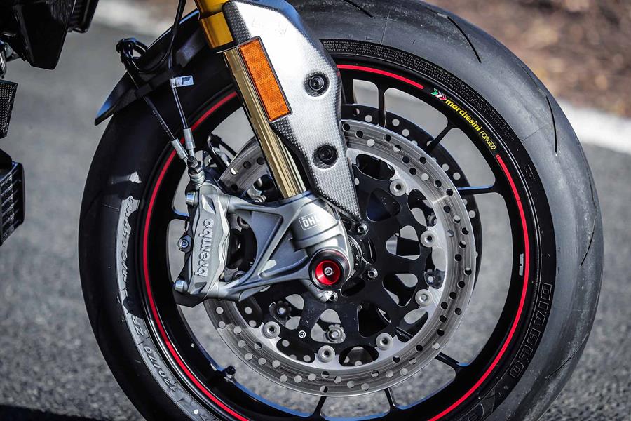 The front-end of the Ducati Hypermotard 950