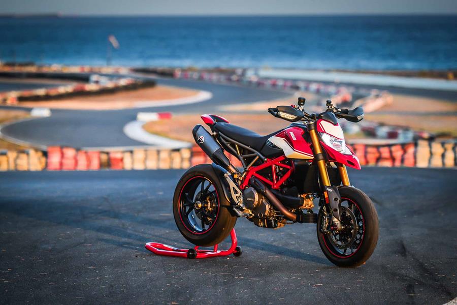 Ducati Hypermotard 950 on a paddock stand