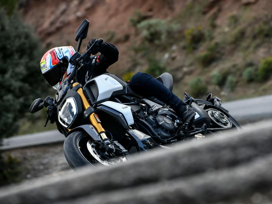 Action cornering shot on 2019 Ducati Diavel