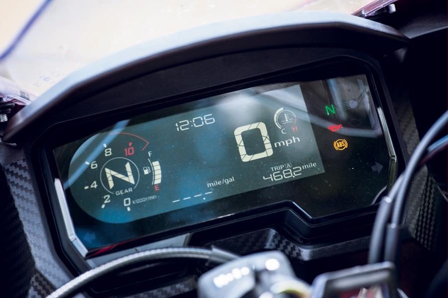 The LCD screen on the Honda CBR500R