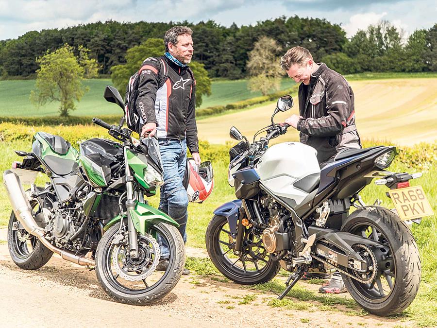 Comparing the Kawasaki Z400 to the Honda CB500F