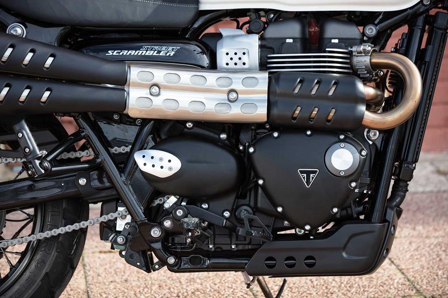 The Triumph Street Scrambler's engine