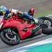 Ducati Panigale V2 cornering knee down high zoom side profile