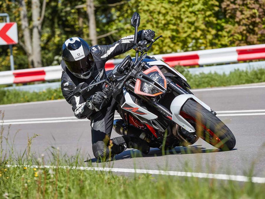 Fast cornering on the KTM 1290 Super Duke R