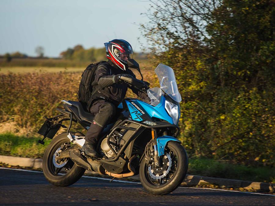 Cornering on the CFMoto 650MT