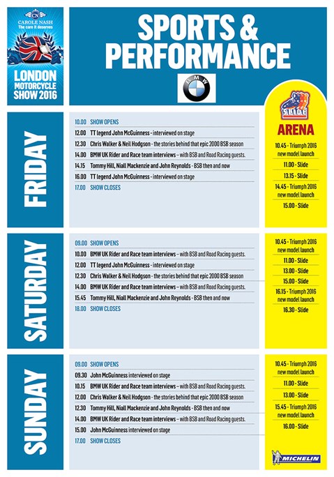 Plan Your Trip Sports And Performance Zone Schedule For London Show MCN plan-your-trip-sports-and-performance-zone-schedule-for-london-show-mcn
