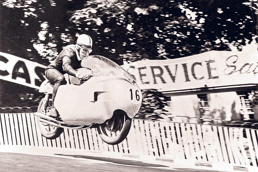 John Surtees on a 350cc MV Agusta at the Isle of Man