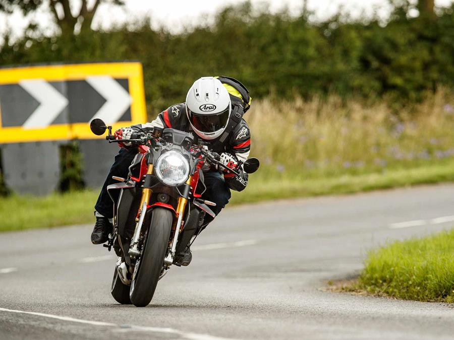 Firing out of a corner on the MV Agusta Brutale 1000RR