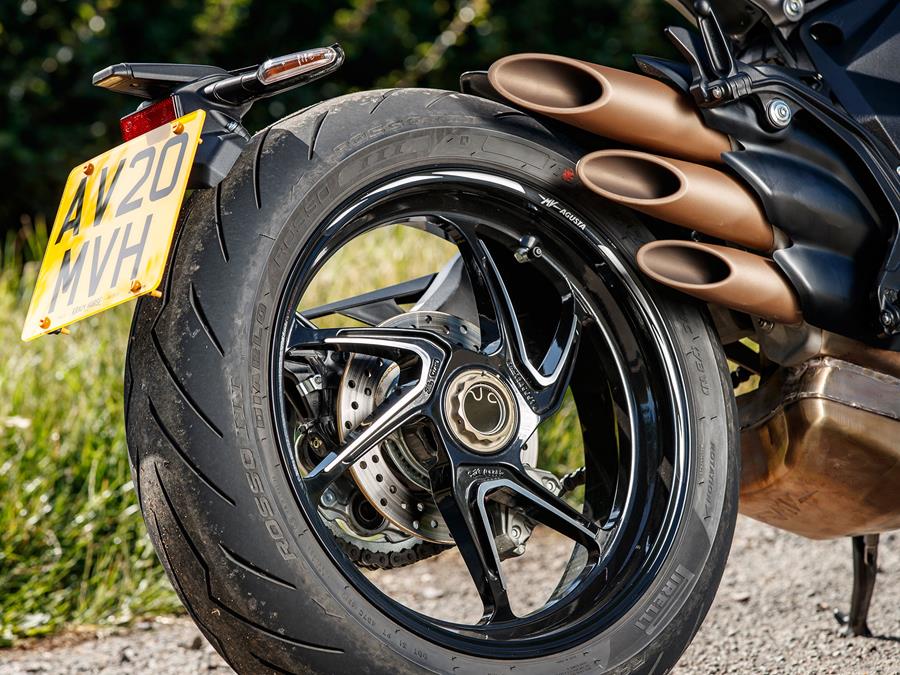 MV Agusta Brutale 800RR SCS rear wheel and exhaust