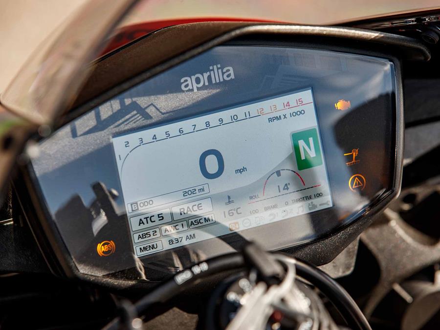 The Aprilia RSV4 1100 Factory TFT dash