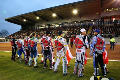 Riders were introduced to the capacity crowd, but trouble was already brewing