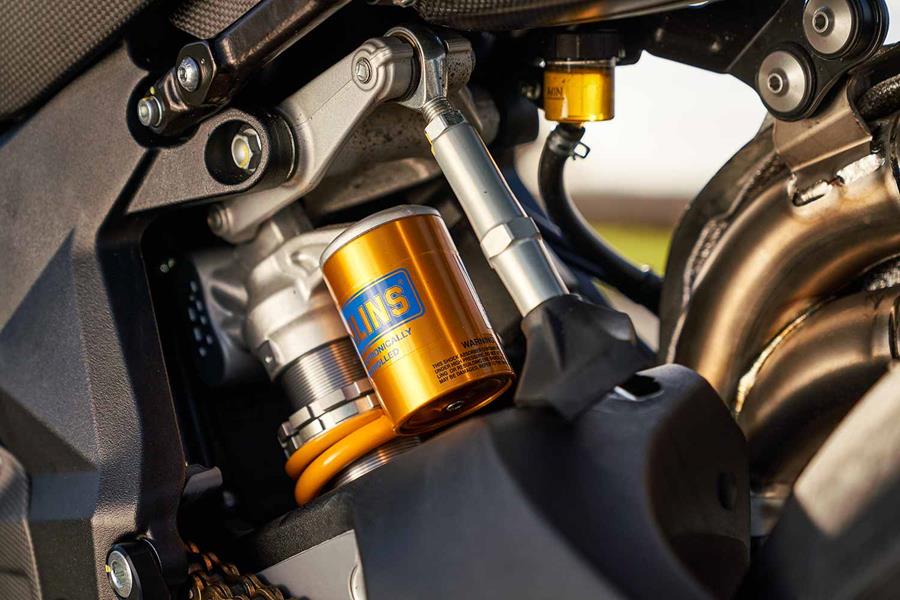 An Öhlins shock on the MV Agusta Rush 1000