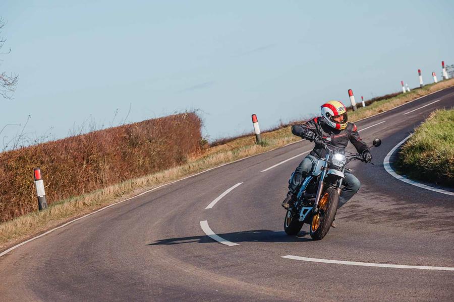 Riding the Mash X-Ride 650 Classic on a sunny day