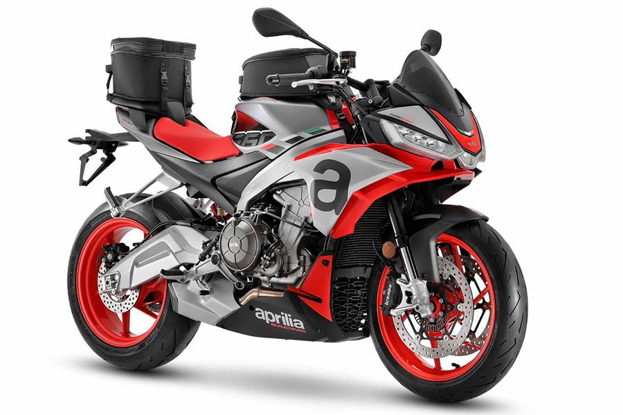 Aprilia Tuono 660 with optional luggage